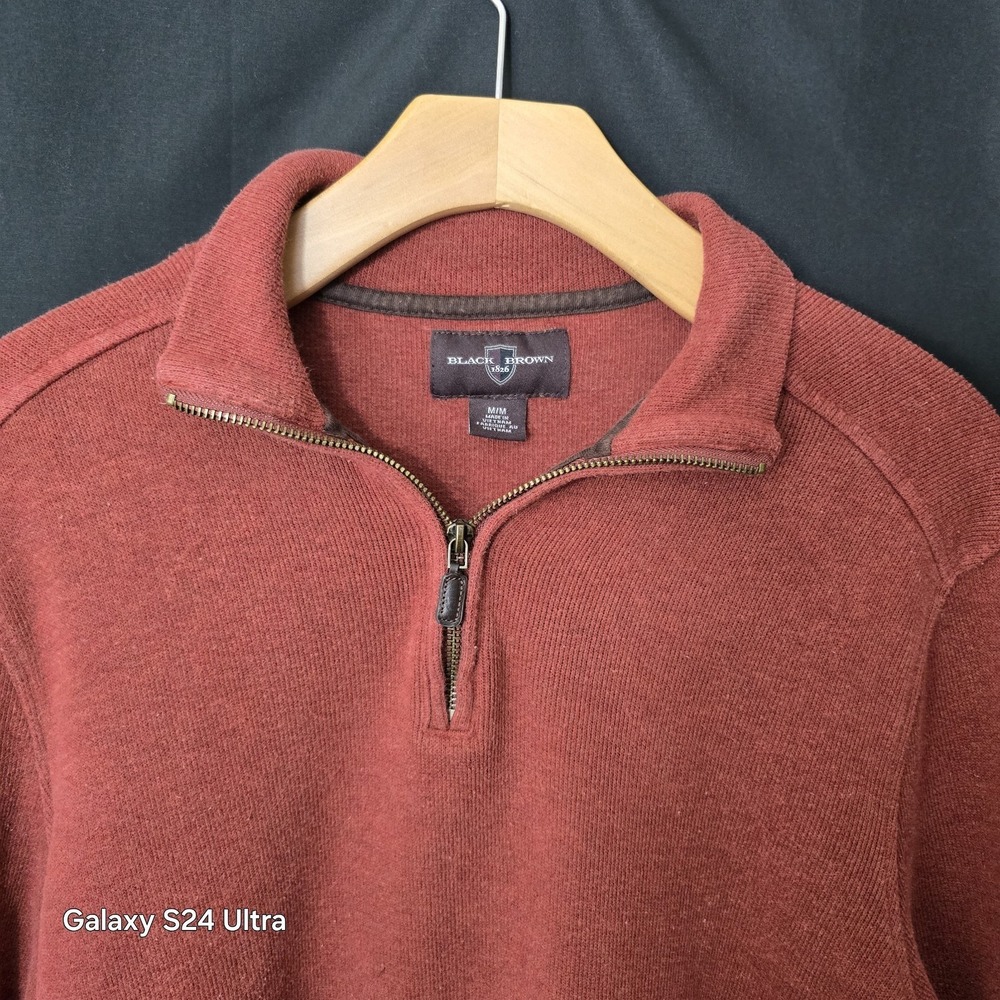 Sweater Mens 1/4 Zip Medium By Brown Black